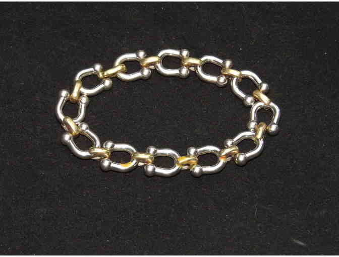 BR-4: Two Tone *reversible Yellow and White Gold, 14 kt, Horseshoe Bracelet