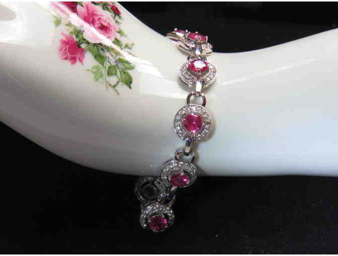 BR11:  Beautiful Pink Sapphire Signity Star Bracelet by Gems En Vogue