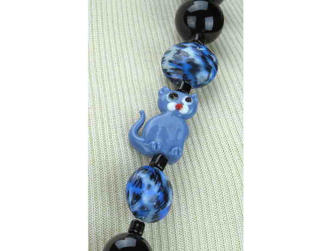 Kitty Cats and Black Onyx are Featured in this 1/KIND GEMSTONE NECKLACE #244