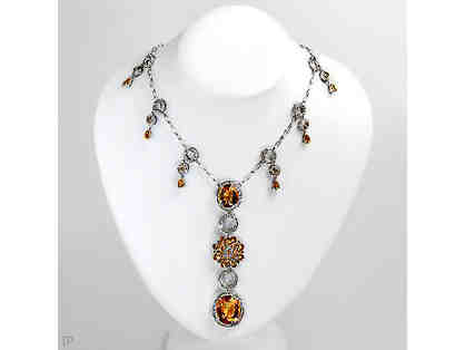" 1 ONLY!":COUTURE DIAMOND AND CITRINE NECKLACE! Independent Appraisal ! Value $11,390.00