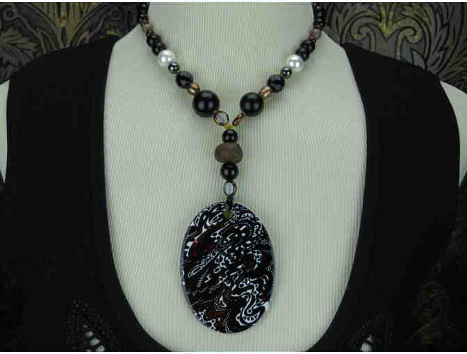 'Rodeo': 1/Kind Powerful Necklace : Genuine Onyx, South Sea Shell Pearls and FW Pearls!