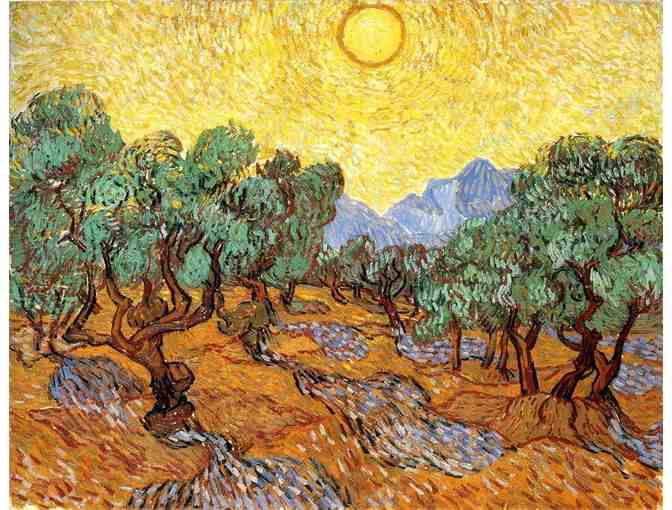 'Olive Trees With Yellow Sky and  Sun' by VAN GOGH: Leather ART WATCH !