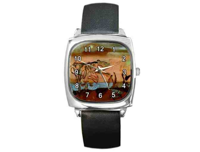 'The Spectral Cow' by DALI:  Leather Band ART WATCH !