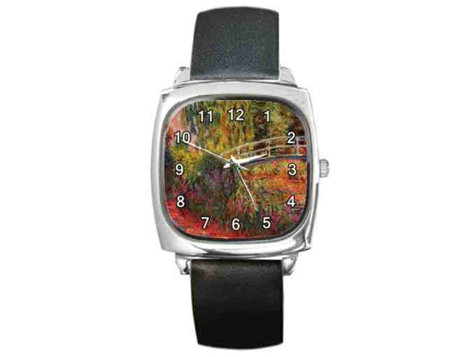 'The Japanese Bridge With Path' by MONET:  Leather Band ART WATCH!