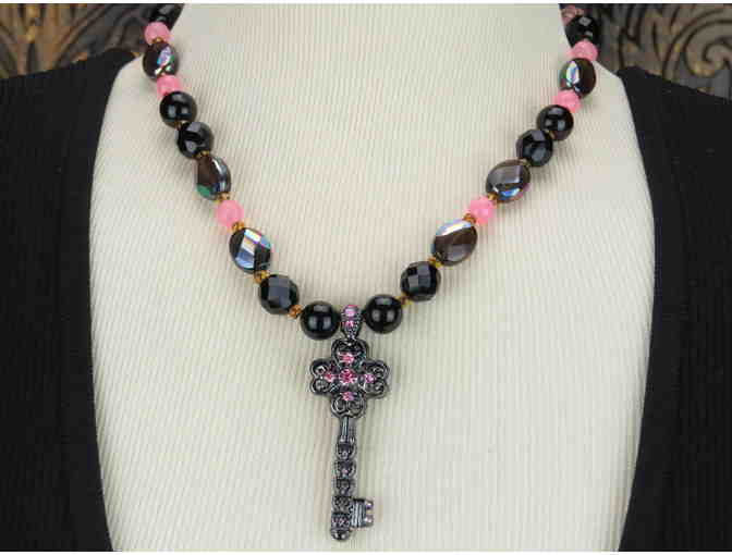 'KEY TO YOUR HEART', Handcrafted Necklace features Genuine Black Onyx!