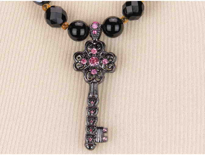 'KEY TO YOUR HEART', Handcrafted Necklace features Genuine Black Onyx!