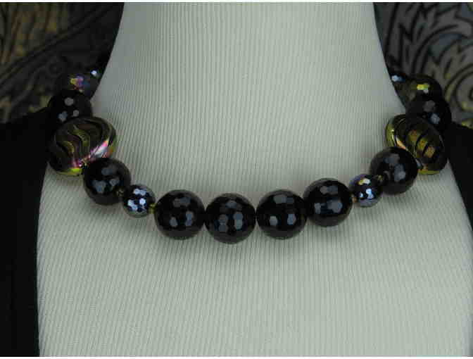 1/KIND Bold & Beautiful Necklace w/HUGE Faceted Onyx and Crystal with Colorful Accents!