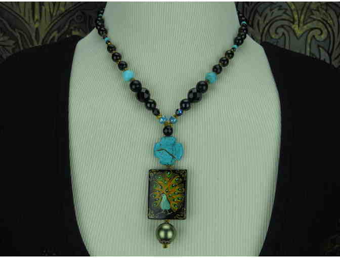 1/Kind Breathtaking Necklace w/Deluxe Art Pendant, Turquoise, Onyx, South Sea Shell Pearls