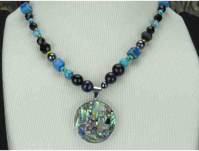 Delicate Necklace features Turquoise, Black Onyx, Hematite and Pendant! 1/Kind!