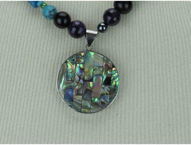 Delicate Necklace features Turquoise, Black Onyx, Hematite and Pendant! 1/Kind!
