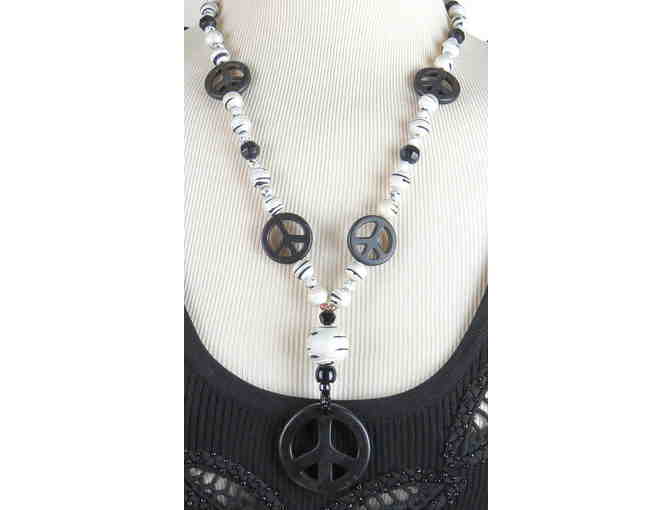 Give Peace a Chance! #466 1/Kind Handcrafted Necklace W/GENUINE HOWLITE PEACE SYMBOLS!