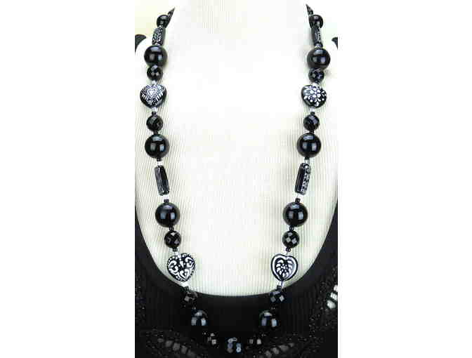 Genuine Black Onyx and Unique Focals are featured in this 1/KIND GEMSTONE NECKLACE #269