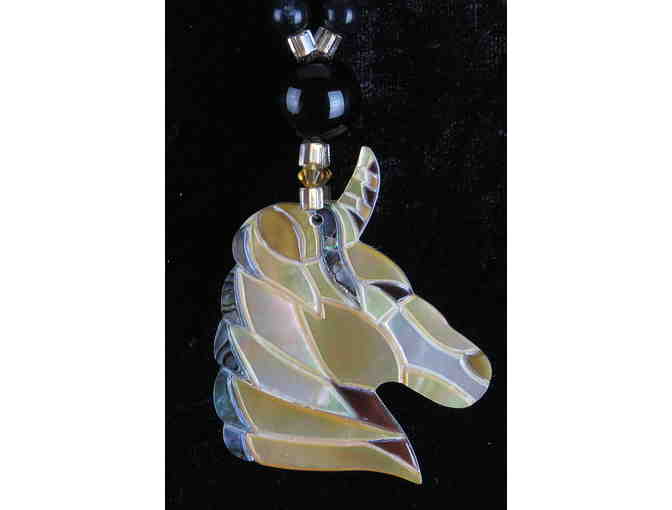 Carved MOP Horse Featured in this 1/KIND GEMSTONE NECKLACE #377