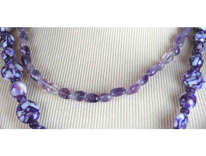 Beautiful Amethyst and Mother of Pearl, 1/KIND GEMSTONE NECKLACE #393
