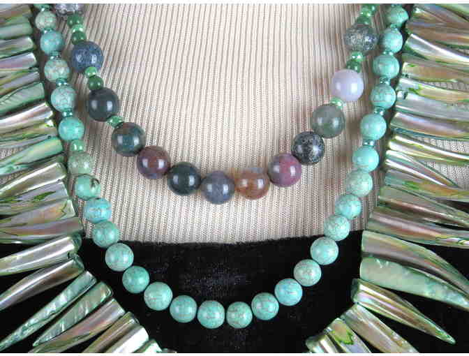 Exotic! 1/Kind GEMSTONE NECKLACE #419: Features Genuine REEF PEARLS!