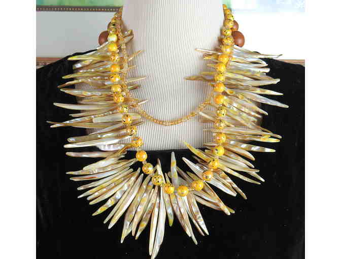 EXOTIC! 1/KIND GEMSTONE NECKLACE #420 &421 ENSEMBLE Features Real Reef Pearls!