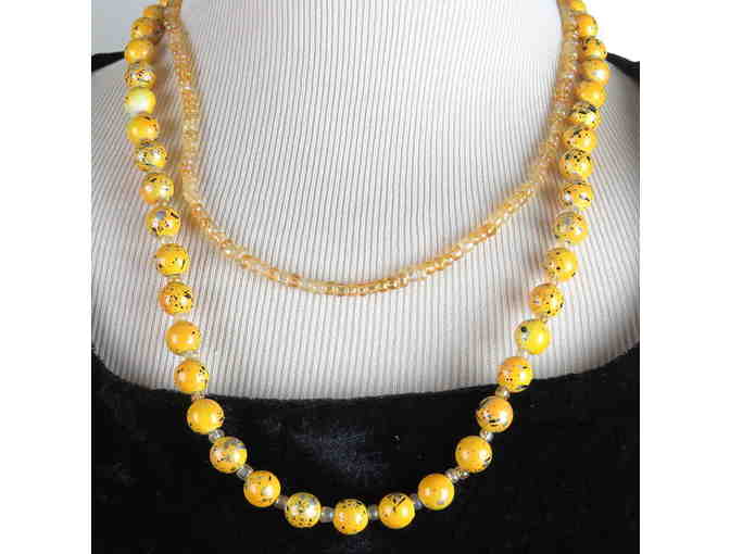 EXOTIC! 1/KIND GEMSTONE NECKLACE #420 &421 ENSEMBLE Features Real Reef Pearls!