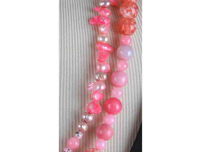 Pink Jade, 'Blister' Pearl Accents and Pink Pearls! :1/KIND GEMSTONE NECKLACE #469