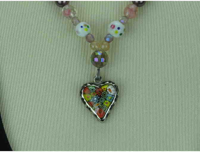 Lovely & Precious Necklace w/Pearls, Jasper, Painted Porcelain Beads, and HEART! 1/Kind!