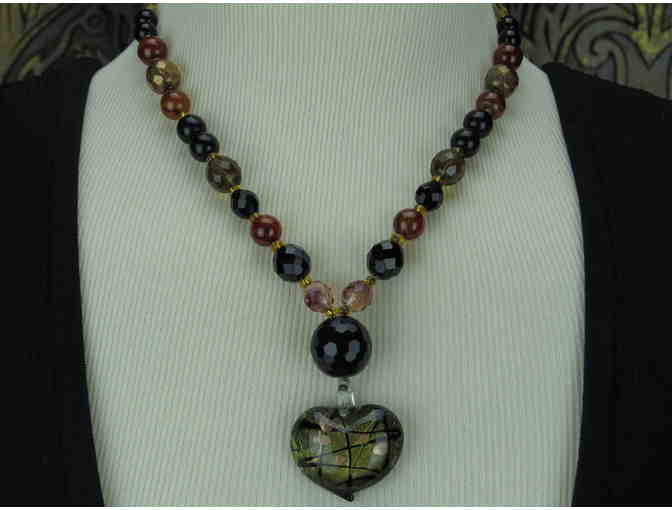 Elegant, 1/Kind Necklace is a Statement of Romance! w/Heart Pendant,and Genuine Onyx!