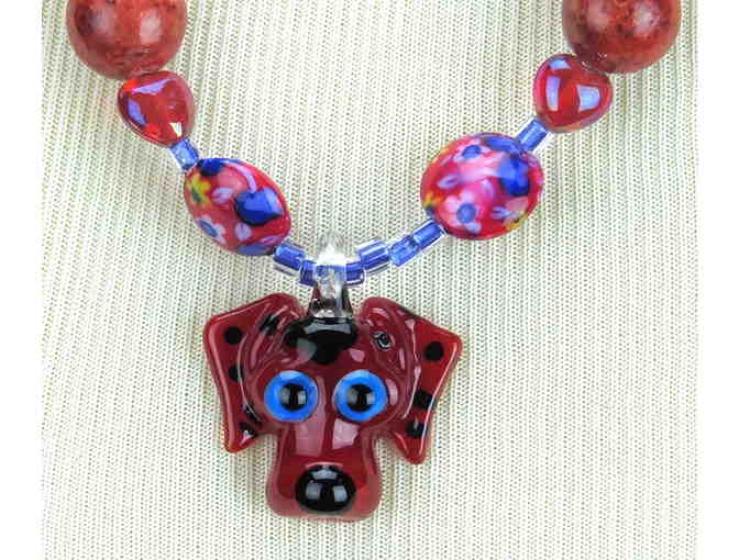 Doggy!  Pop NECKLACE #247 *w/ Mother of Pearl and Sponge Coral elements*