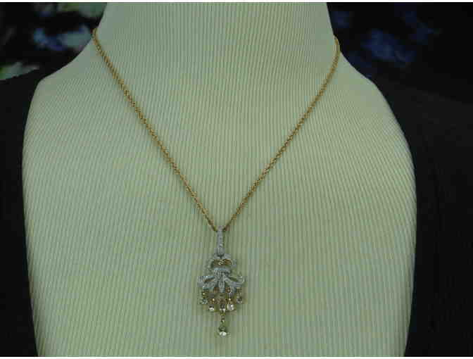 N15:  Unique Elegance!  Rose Gold Necklace features Diamond and MORGANITE Pendant!