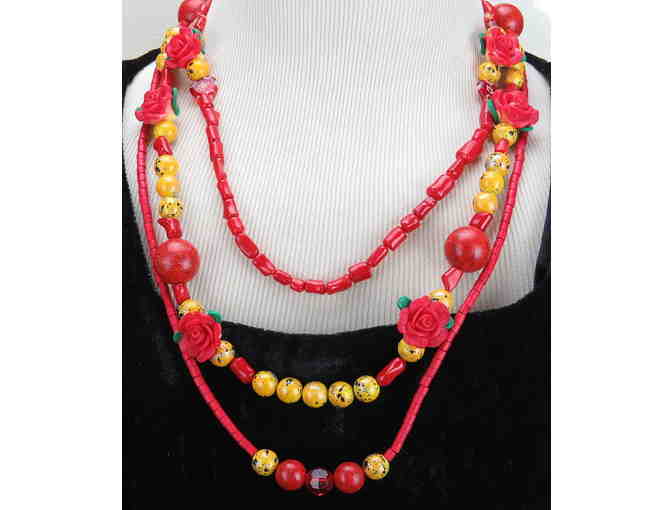 Tropical NECKLACE #331 & 332 ENSEMBLE:  2 NECKLACES/3 LOOKS W/CORAL AND BAMBOO!