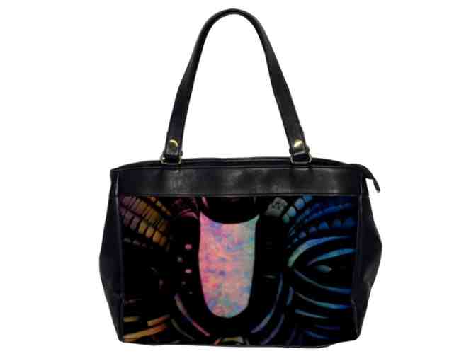 'U' Abstract Initial: Custom Made LEATHER Multi-Purpose Office Tote Bag!