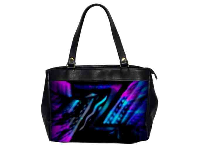 'Z' Abstract Initial: Custom Made LEATHER Multi-Purpose Office Tote Bag!