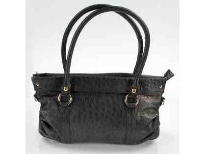 $ave HUGE!: Nina Raye! Black Leather Satchel! Made from Genuine Ostrich Leather! **