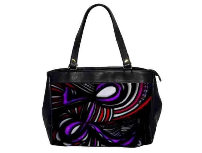 'L' Abstract Initial: Custom Made LEATHER Multi Purpose Office Tote Bag!