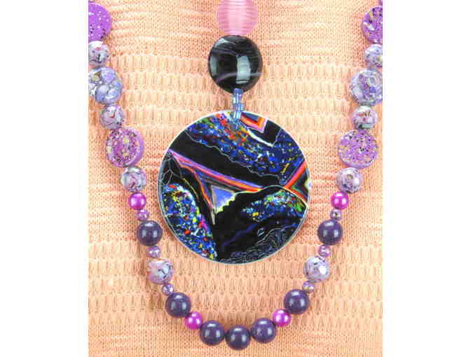 #721: 1/Kind Necklace w/Art Pendant and Semi Precious Gems!