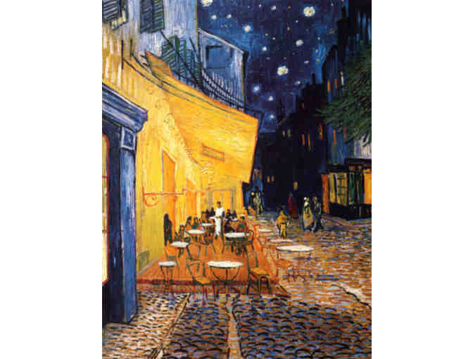 'Cafe Terrace' by Van Gogh: Leather band watch