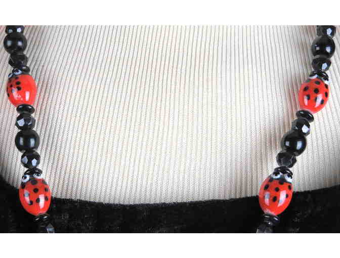 'Lady Bugs': 1/KIND GEMSTONE NECKLACE #404