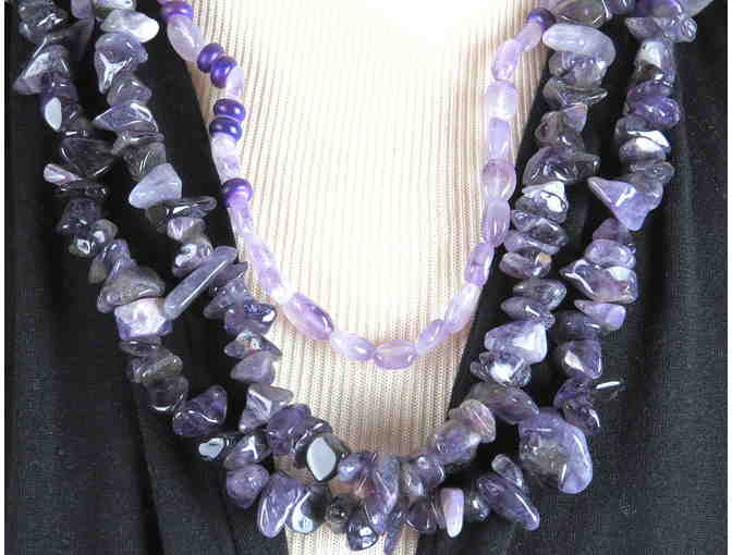 Amethyst and Flourite are featured in this 1/KIND GEMSTONE NECKLACE #422