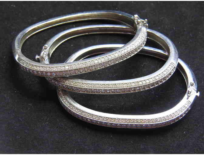 BR-30: Set of 3 Platinum/Sterling Bangles by Charles Winston!
