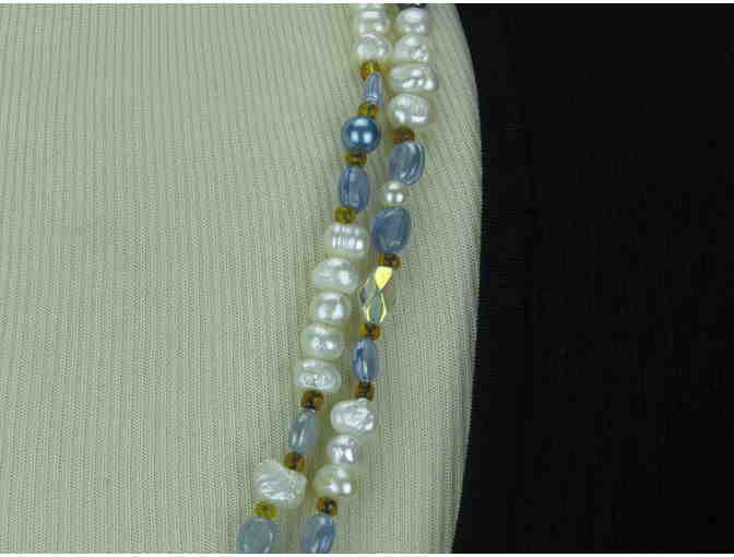 Pearl Necklace: Double Strand Freshwater Pearls, accent pearls and gemstone beads!