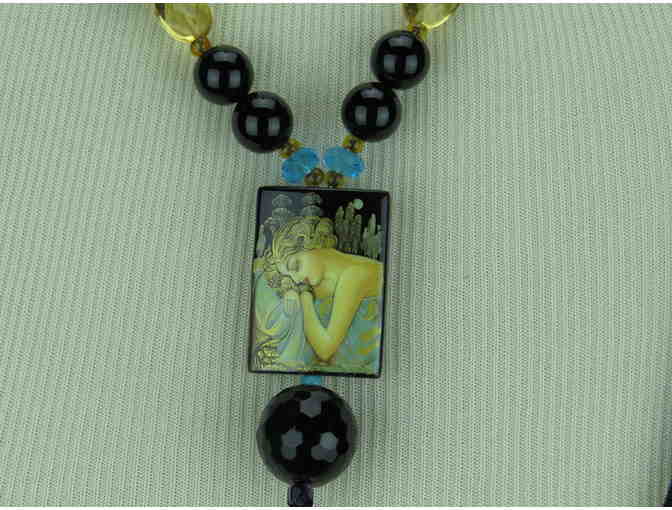 Sublime and 1/KindNecklace w/Art Pendant, Onyx, Citrine and Jasper!  Treasure Alert!!!