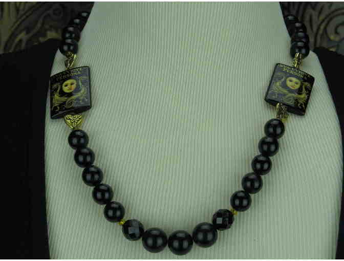 UNFORGETTABLE Majestic 1/Kind  Necklace w/'Carnivale' Art Focals, Genuine Black Onyx!