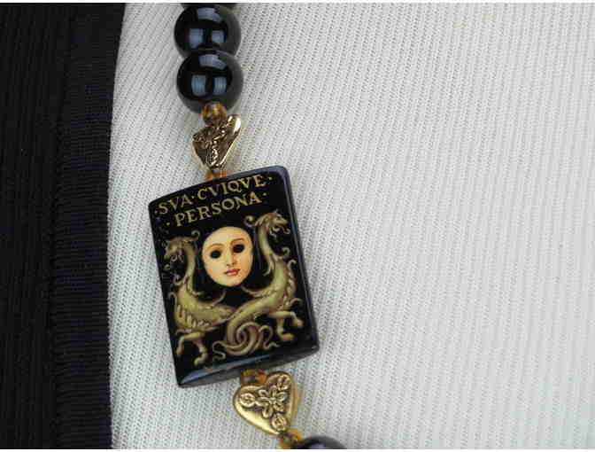UNFORGETTABLE Majestic 1/Kind  Necklace w/'Carnivale' Art Focals, Genuine Black Onyx!
