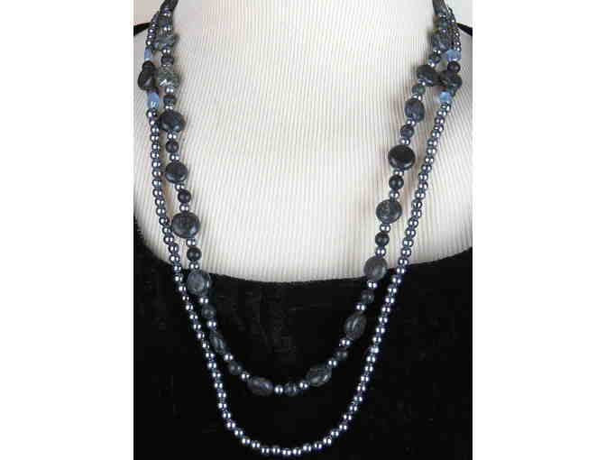 Unique GEMSTONE NECKLACE #344 & 345 ENSEMBLE:  TWO NECKLACES=THREE LOOKS!