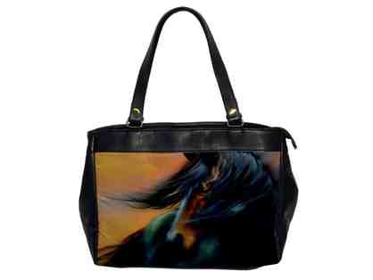 ! Leather Art Tote: "Blue Mane" Custom Made IN THE USA! Exclusive To ART4GOOD Auctions!