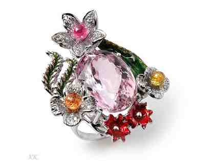 " 1 only: 18 kt White Gold, Ultra Couture Ring" : 26.96 carats of EXOTIC GEMSTONES!