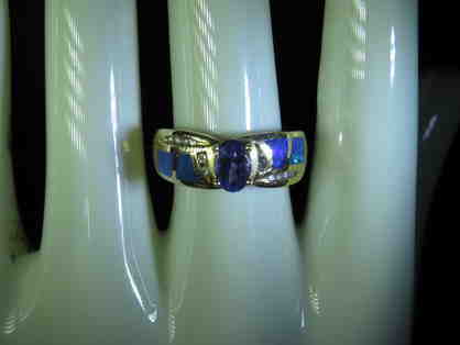 #12: VERY RARE AND EXOTIC AUSTRALIAN OPAL AND TANZANITE RING WITH DIAMONDS!