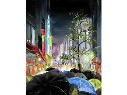 "Umbrella Street" by Derek Rutt: Ltd. Ed. CANVAS!: 7.875" x 10.00"