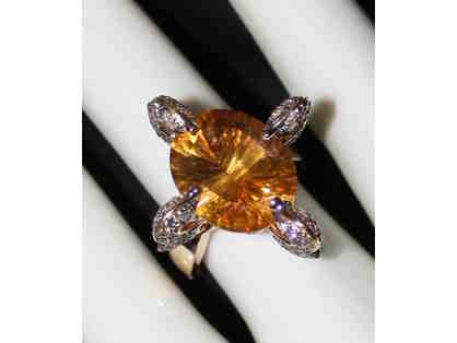 " 1 ONLY ULTRA COUTURE RING!" QUANTUM CUT DEEP COLOR CITRINE AND CHOCOLATE DIAMONDS!