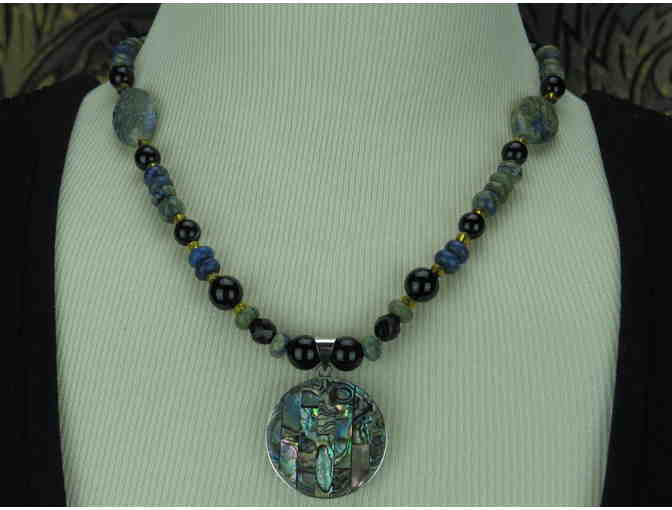 1/KIND Captivating Necklace w/Paua Shell, Onyx, Agate and Heshi Beads! - Photo 1