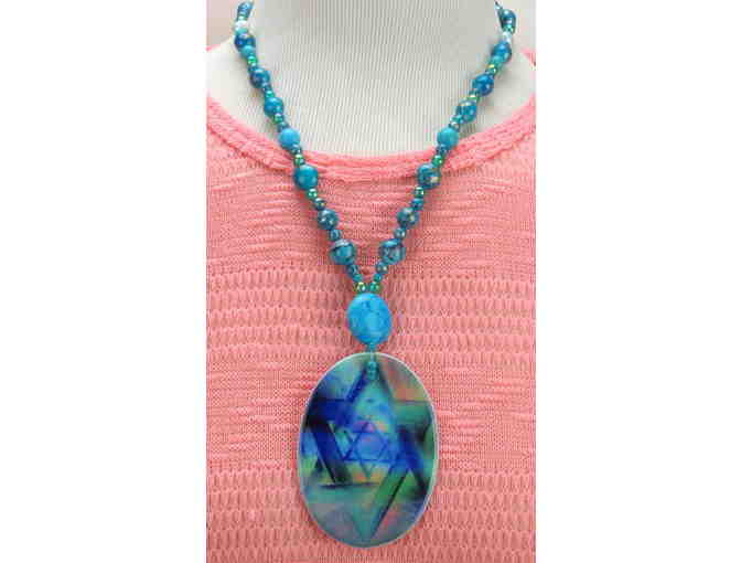 1/Kind Necklace with Semi Precious Gems! w/ Art Pendant! #732 - Photo 1
