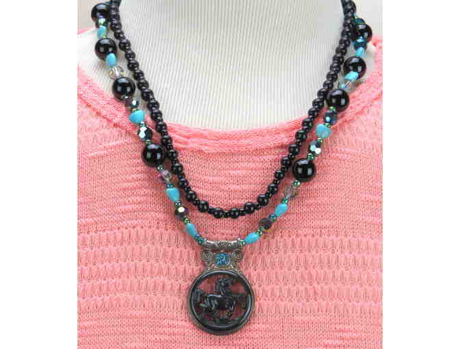 1/Kind Necklace with Semi Precious Gems! w/ Unique Carved Gem Pendant from Bali! #739 - Photo 1