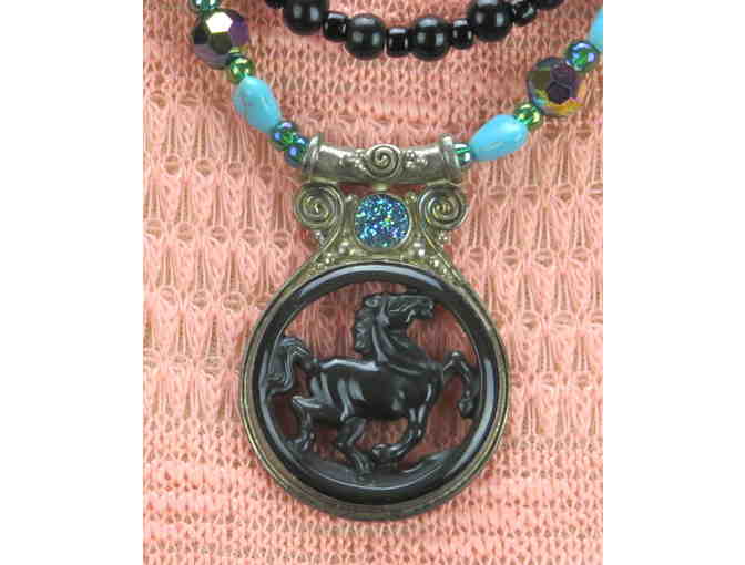 1/Kind Necklace with Semi Precious Gems! w/ Unique Carved Gem Pendant from Bali! #739 - Photo 2